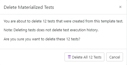 حذف الاختبارات الفرعية (Deleting Child Tests)